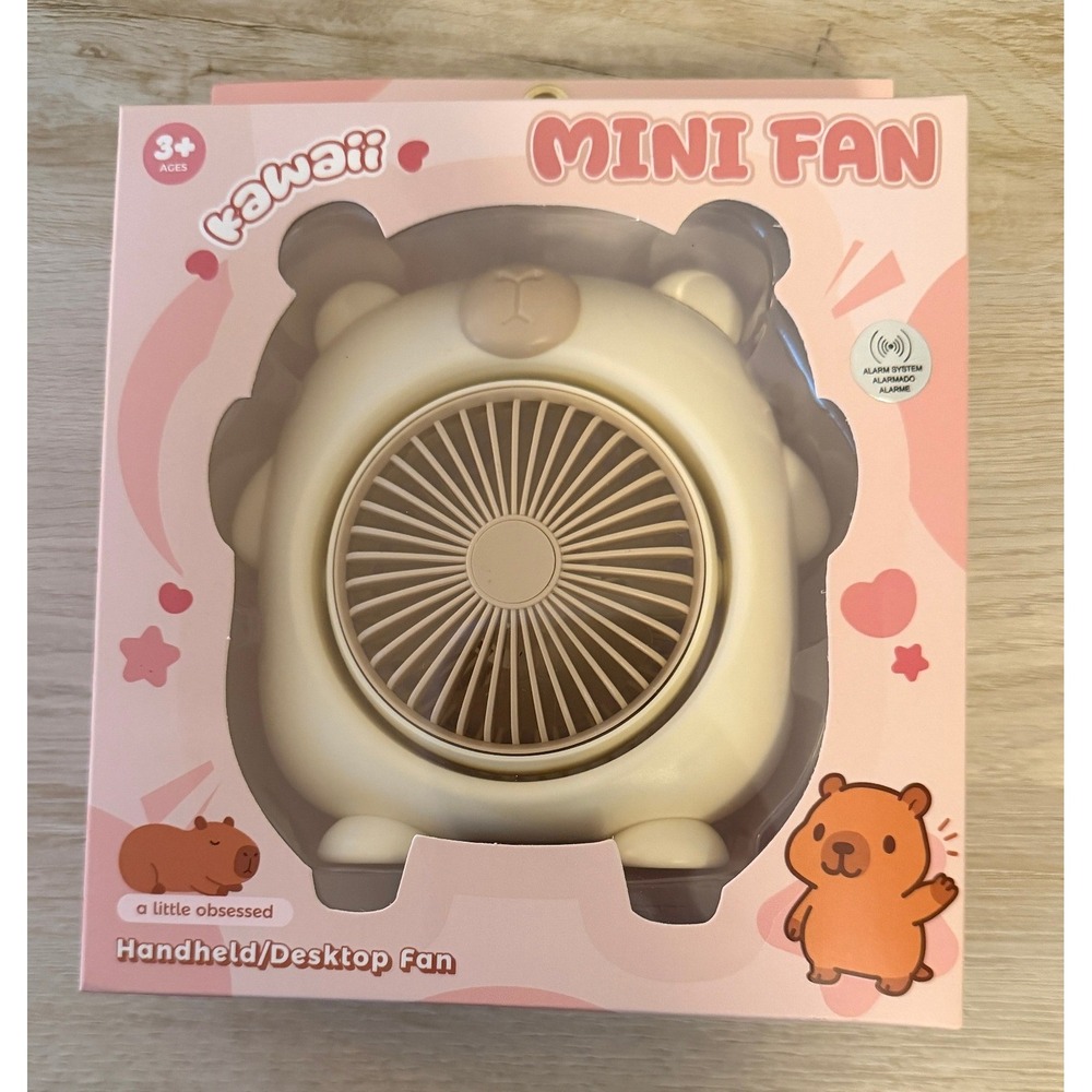 A Little Obsessed Kawaii Capybara Mini Fan OS Cream Bear Shape Portable OS